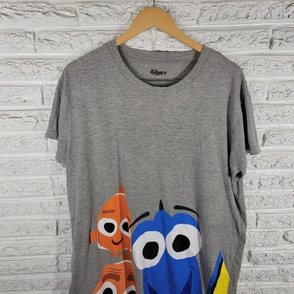 Disney Pixar Finding Dory Womens Pajama Top 1X Plus Gown Gray Cotton Blend GRA26 - Picture 4 of 9